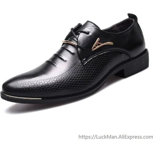 Luxury Brand Classic Man Pointed Toe Dress Shoes Mens Pu Leather Black Wedding Shoes Male Oxford Formal Shoes Plus Size 48