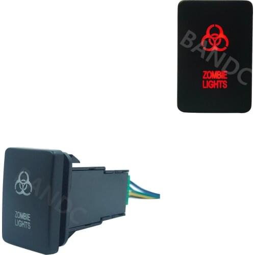 Red Led 3Amp 12V REVERSE CAMERA SPST On Off Square Push Switch for Toyota Prado 200 Series, with Jumper Wire, Auto Replacement