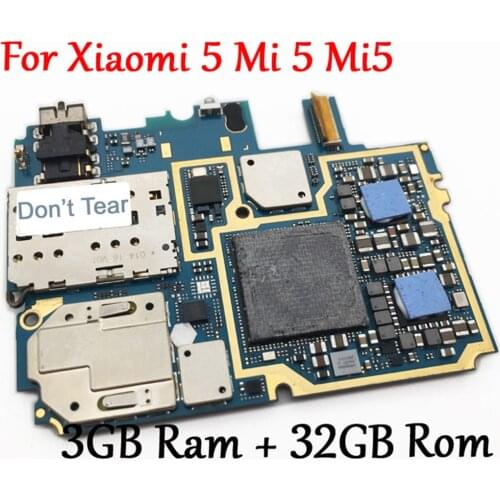 100% Tested Full Work Original Unlock Motherboard For Xiaomi 5 Mi 5 Mi5 M5 3GB+32GB Logic Circuit Board Plate Global Firmware