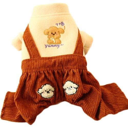 Cute Cat Clothes Dog Romper Overalls Winter Warm Hoody Coat Jumpsuit Cat Clothing Jacket Suit Jumpsuits Dog Apparel Woolen Cloth