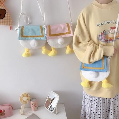 Cute Girls Bags Women New Dolls Duck Plush Purse Messengers Bags Handbag Cartoon Animals Shape Crossbody Bags Shoulder Bag