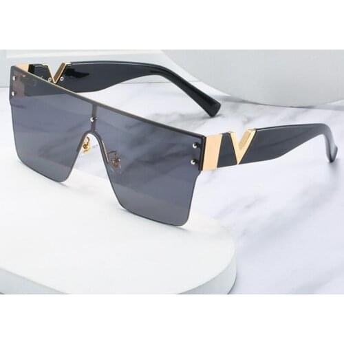Rimless Glasses Men Oversized Square sunglasses women Luxury Big Frame One Piece Lens Sun Glasses Gradient Driving 2021