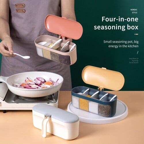 Seasoning Combination Set Household Kitchen Salt Black Pepper Pepper Jar One Multi-Grid Condiment Storage Box