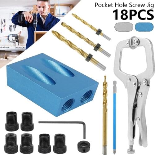 Drill Bits Kit Woodworking Oblique Hole Locator Jig Kit 15 Degree Angle Drill Guide Set Hole Puncher DIY Carpentry Tool Set