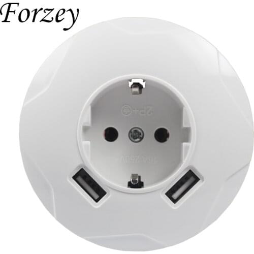 2019 new USB Wall Socket Round Free shipping Double USB Port 5V 2A Usb pared outlet high quality usb wall outlet F03