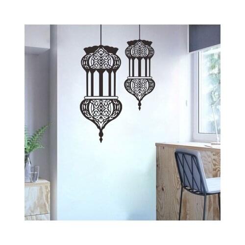 Poster Black Wall Sticker Muslim Islamic Ramadan Lantern Festival Elements Cultural Wall Painting Living Room Decoration Mural