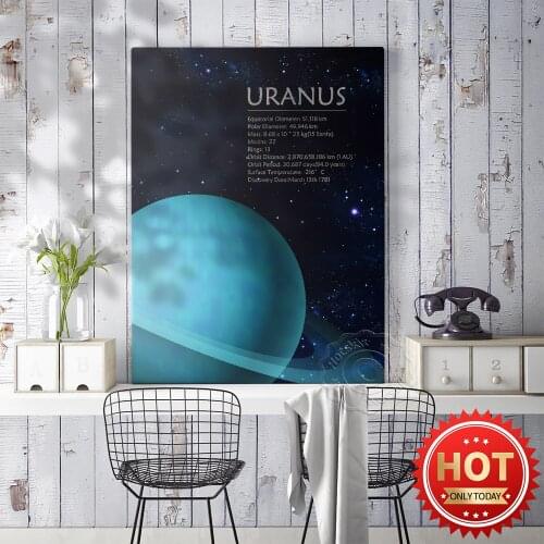 Space Uranus Prints Poster, Universe Galaxy Wall Art, Astrophile Print Art, Uranus Expedition Wall Picture, Star Planet Poster