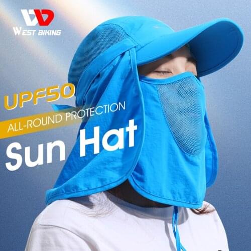WEST BIKING UPF 50+ Sun-proof Cycling Cap Outdoor Sports Sun Hat Unisex UV400 Sweat Absorbent Detachable Foldable Hats Men Women