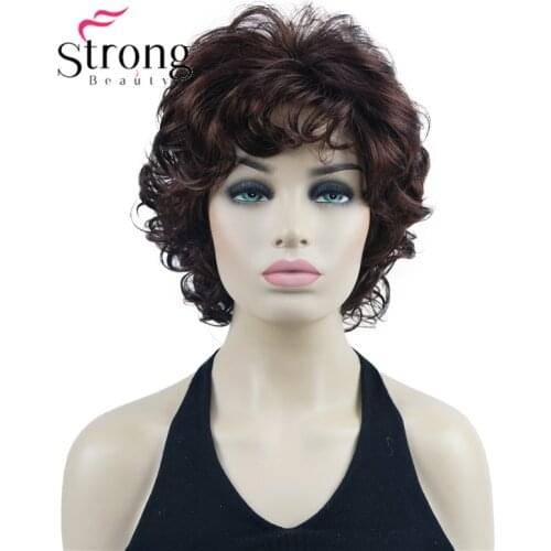 StrongBeauty Synthetic Wig Soft Tousled Curls Auburn Full Short Wigs for Women COLOUR CHOICES