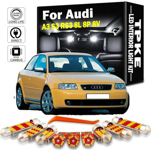 TPKE For Audi A3 S3 RS3 8L 8P 8V Canbus Car Bulbs LED Interior Map Dome Vanity Mirror Trunk Glove Box Footwells Door Light Kit