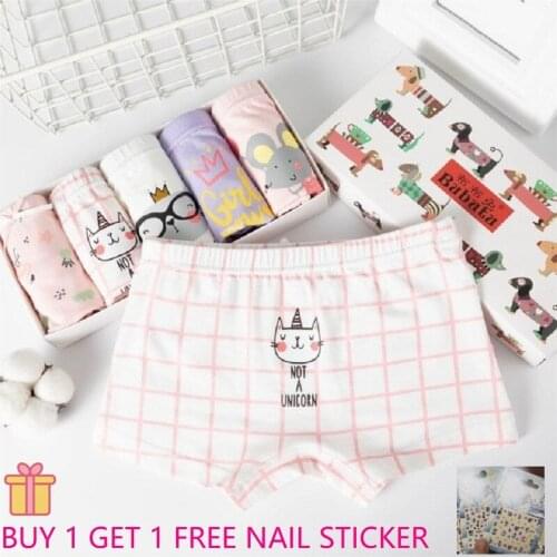 5pcs/lot Soft Cotton Cartoon Toddler Girls Boxer Briefs Kids Teen Underwear Breathable Panties Baby Shorts Pants