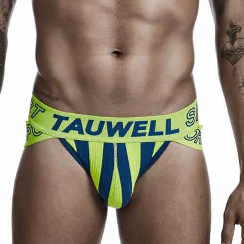 TAUWELL Jockstrap Mens Briefs Striped Mens Sexy Underwear Cotton Low Waist Male Underware Lingerie Panties For Men Under Wear
