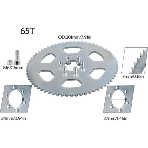 #35 Chain Rear Sprocket w/ Bolt 65 Tooth 37mm for Go Kart Scooter Buggy Mini Bike ATV Drift Trike