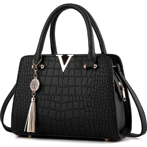 Womens Fashion Leather Tote Crocodile Pattern Satchels Top-handle Embroidery Shoulder Bag Ladies Shoulder Bags Luxury Handbags