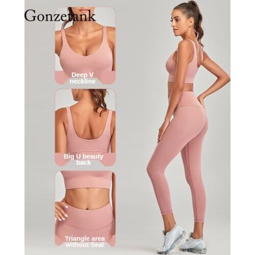 Women Yoga Set Spring and Summer Seamless Sportswear 2-Piece Gym Yoga Clothes Sports Bra Quick-drying Beginner Tights Women