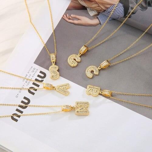 Daihe Luxury Gold Plated Letters Pendant Necklace Women Good Lucky Adjustable Zircon Copper Necklace Female Party Gift Jewelry