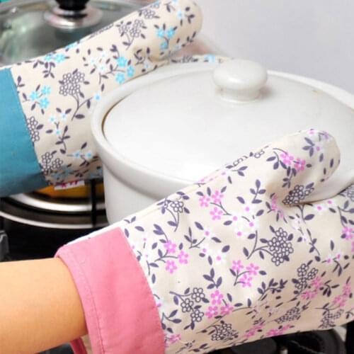 1Pcs Home Barbecue Silicone Heat Holder Gloves Cotton Kitchen Oven Mitts Cook Resistant Glove Microwave Mitts Kitchen Accessorie