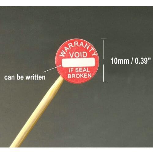 1000 Red WARRANTY VOID IF SEAL IS BROKEN Sticker Fragile Security Sticker 10mm