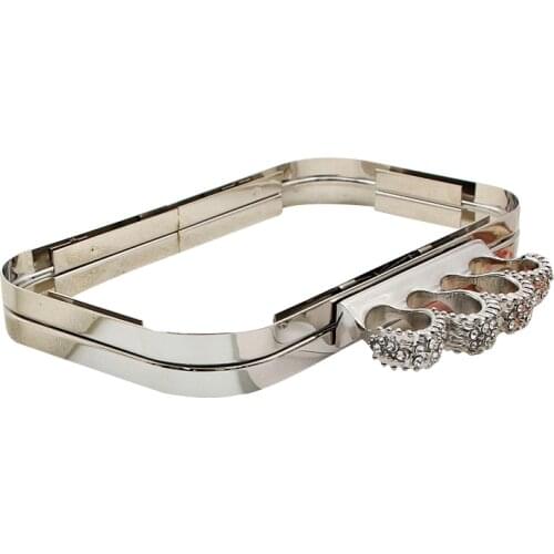 18 cm silver metal crystal ring box clutch purse frame evening lady fashion handmade diy handbag accessores purse frame handles