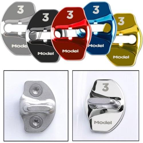 2pcs Car Door Stainless Steel Lock Protection Cover For Tesla Model 3 Car styling Accessories