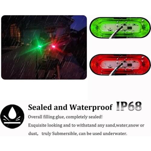2pcs Red Green LED Boat Navigation Light Deck Waterproof Bow Pontoon Lamp DC 12V-24V 3.8x1.3x0.78 In Navigation Boat Lights