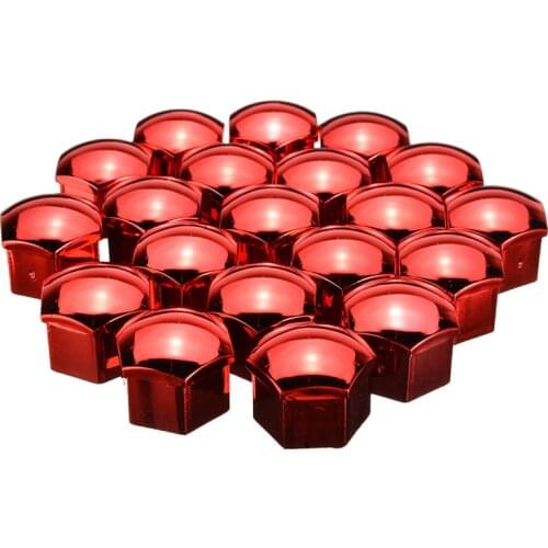 20pcs 17mm Red Car Styling Wheel Nut Bolt Cover Cap Car Wheel Protecting Bolt Rims with 2 Removal Tool