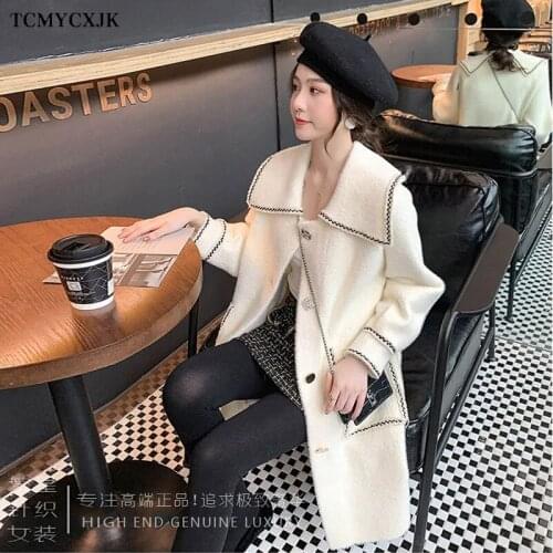 2021 Imitation Mink Velvet Jacket Womens Winter Jackets New Korean Style Personalized Button Coat Wool Western Style Loose Coats