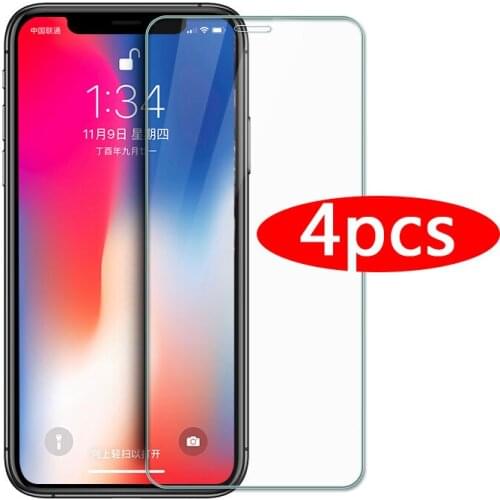4Pcs Protective Glass On iPhone XS XR 11 12 Pro Max 7 8 6s Plus 6 Screen Protector For iPhone 12 Mini Pro Max SE Tempered Glass