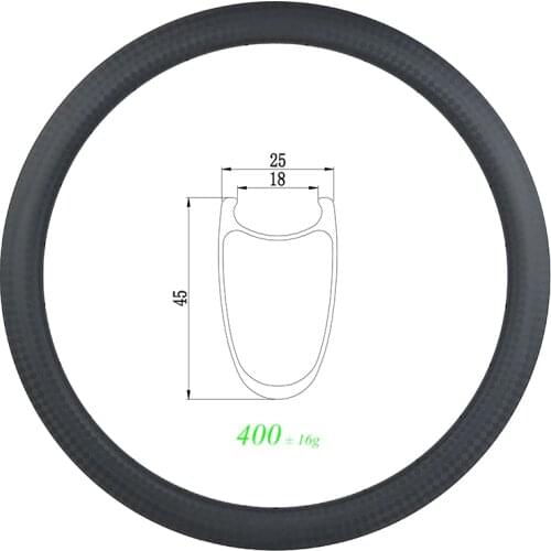 700c 45mm clincher road disc bike carbon rim front rear U shape 25mm wide 36H 32H 28H 24H 20H 12K matte glossy NO brake track