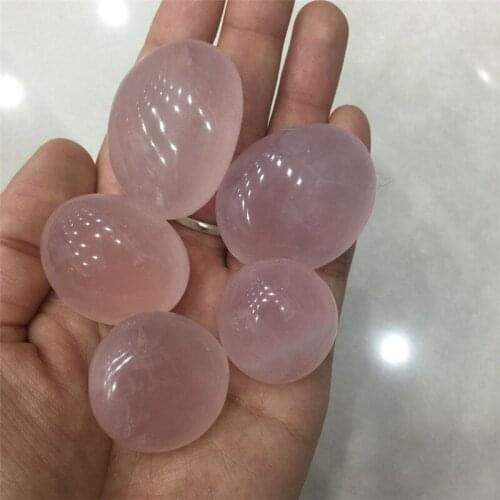 5pcs cute natural rose quartz tumbled stone Palm play rock healing pink rose crystal polished gemstones for meditation wholesale