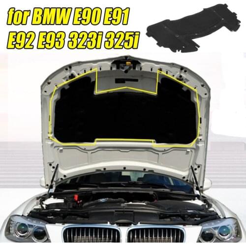 126.5 x 64.5cm Black Car Hood Engine Sound Insulation Pad Cotton for BMW E90 E91 E92 E93 323i 325i 51487059260 with Rivet Core