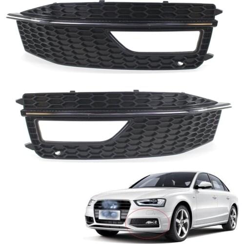 Shiny Gloss Black Front Bumper Fog Light Grille For Audi A4 S Line S4 2013-2015 Grill