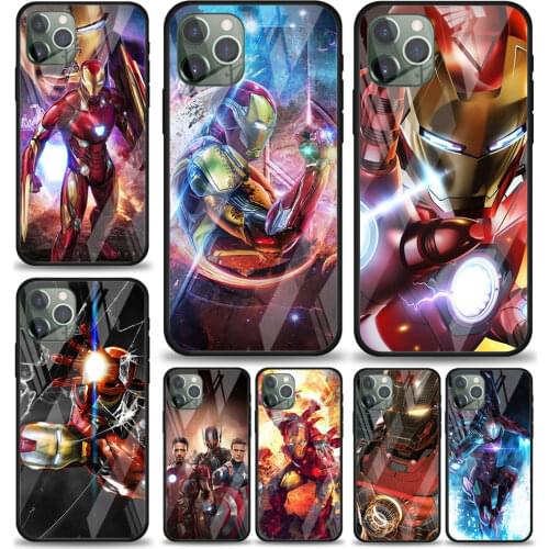 Iron Man Cool Marvel for Apple iPhone 12 Pro Max Mini 11 Pro XS Max X XR 6S 6 7 8 Plus Luxury Tempered Glass Phone Case