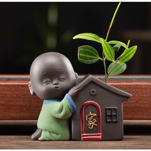 Creative New Small Monk Floral Hydroponic Tea Pet Ornaments Boutique Home And All Things Prosperous Small Shamiya Tea Play