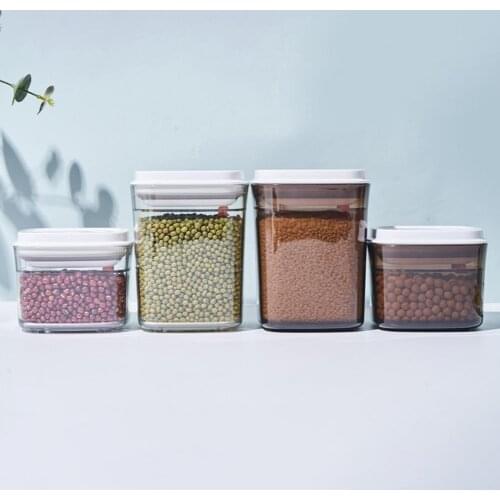 350~1000ml Square Pressing Type Sealed Storage Jar Kitchen Large Capacity Acrylic Transparent Food Candy Sealed Box Container