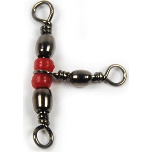 50PCS Brass 3-Way Rolling Swivels Sea Rock Fishing Tackle Solid Rings Connector 4 Size