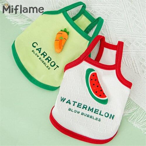 Miflame Summer Dog Shirt Fruit Small Dogs Clothes Pomeranian Spitz Cute Pet Clothing Puppy Sleeveless Breathable Pet Cat Outfits