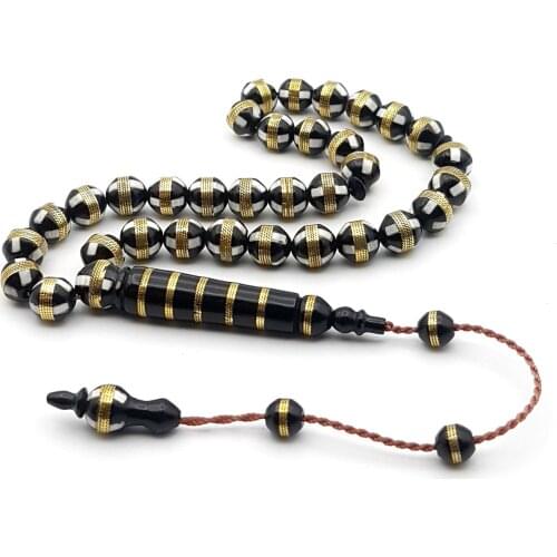 Muslim Prayer Beads Brass Wrapped Engraved Kuka Rosary System Tasseled