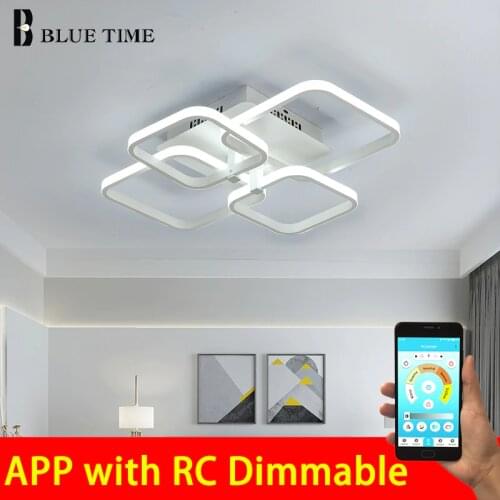 New Modern Led Chandelier Lamps Square Frame For Living Room White & Black LED Home Lighting Fixture Ceiling Chandelier Lighting