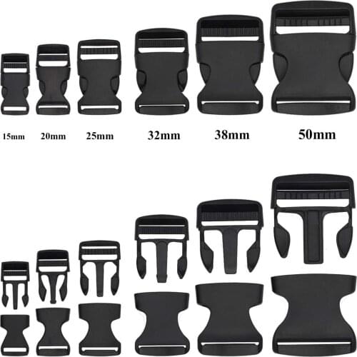 5Pcs Side Release Plastic Buckles and Tri-Glide Slides Parachute Black Buckles for Backpack Luggage Strap Pet Collar