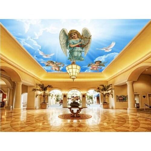 Custom 3d photo wallpaper Angel fairy blue cloud ceiling TV backdrop mural wallpaper Home Decoration