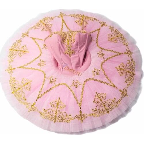 Adult Professional ballet tutu pink Gold pancake tutu skirt classical ballet costumes nutcracker sugar plum fairy tutu ballet