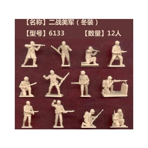 Super mini pvc figure 1:72 U S WorlRd WarII winter Soldiers non Painted 12-Man Group