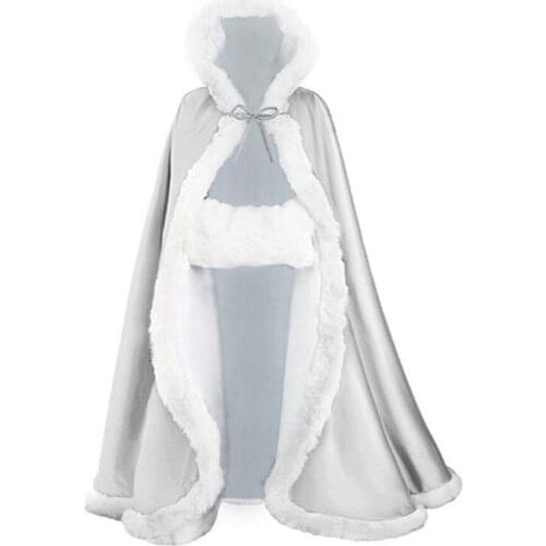Bridal Wedding Cloak Ivory White Hooded Long Cape Bridal Cover Up Wedding Outerwear Hand made Bridal Wedding cloak