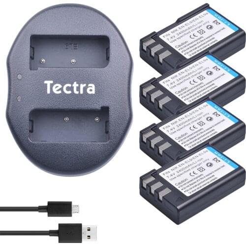 Tectra 4pcs EN-EL9 EN-EL9a ENEL9 EN EL9a Li-ion Camera Battery + USB Dual Charger for Nikon D60 D40 D40X D5000 D3000 MH-23