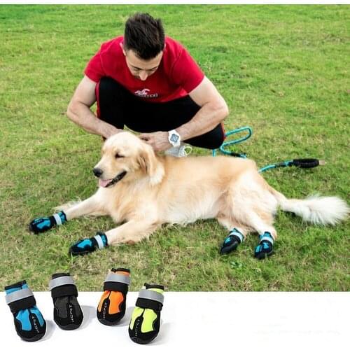 4pcs/set Winter Pet Dog Shoes For Sports Mountain Wearable PVC Pets Soles Waterproof Reflective Small Medium Large Dogs Boots