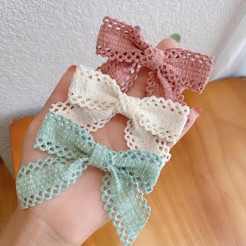 Sweet Lace Bows Hair Clip Jacquard Hair Bow For Babys Girl Hair Accessories 6 Colors 1pcs