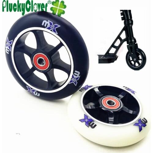 1pc 100mm 85A High Elastic Stunt Kick Scooter Roller Wheel White PU with Aluminium Alloy and Fast Bearing size 608 with Spacers