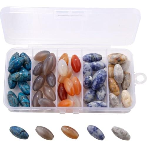 10 * 20mm elliptical natural stone agate stone bead 50 one box 5 color box combination beads for jewelry making