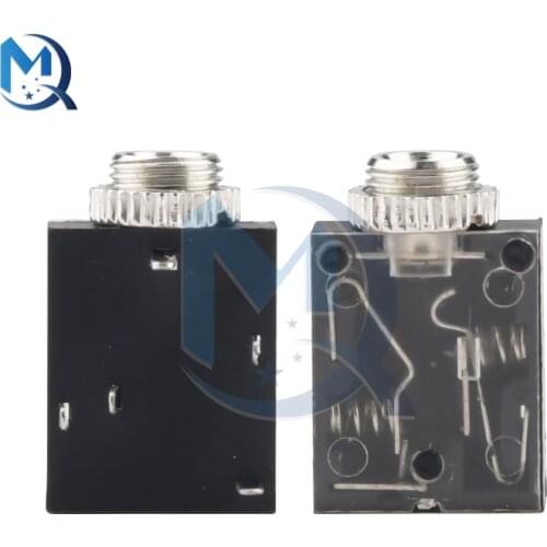 10pcs 5 Pin 3.5mm Stereo Audio Jack Socket PCB Panel Mount for Headphone With Nut PJ-324M